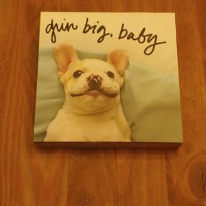 Wooden picture with French Bulldog.